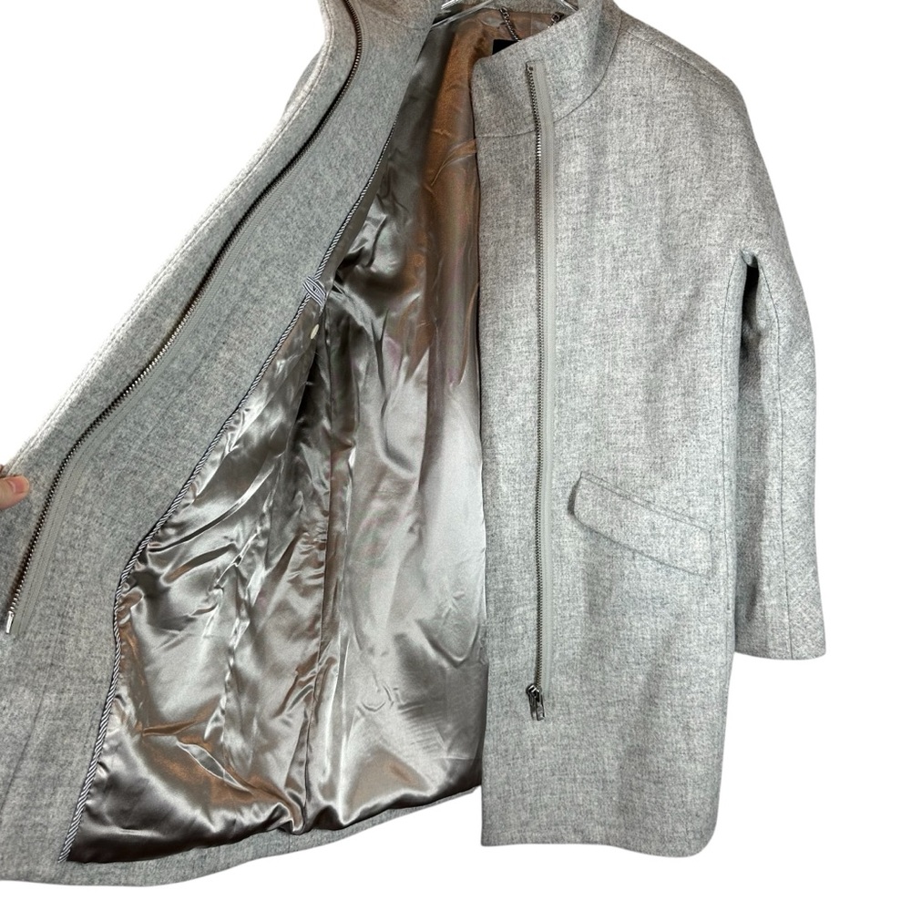 J.CREW Women's 6 Cocoon Light Grey Italian Wool Stadium Cloth Long Full Zip Coat - Picture 8 of 14